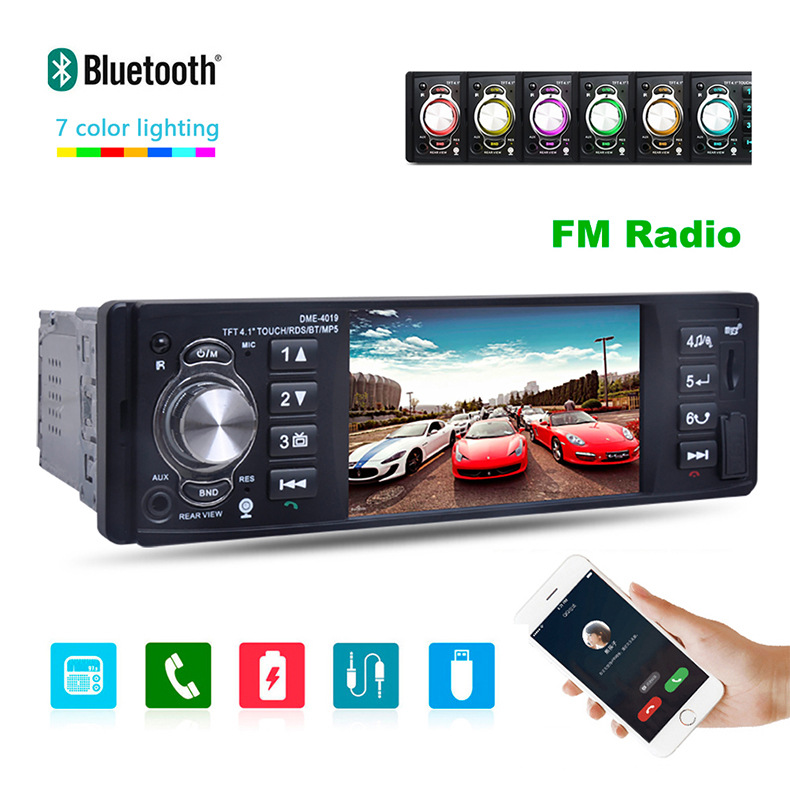 New 4-Inch Touch Screen HD Bluetooth Car Player Mp4mp3 Reversing Image Bluetooth Lift-Free 4019b