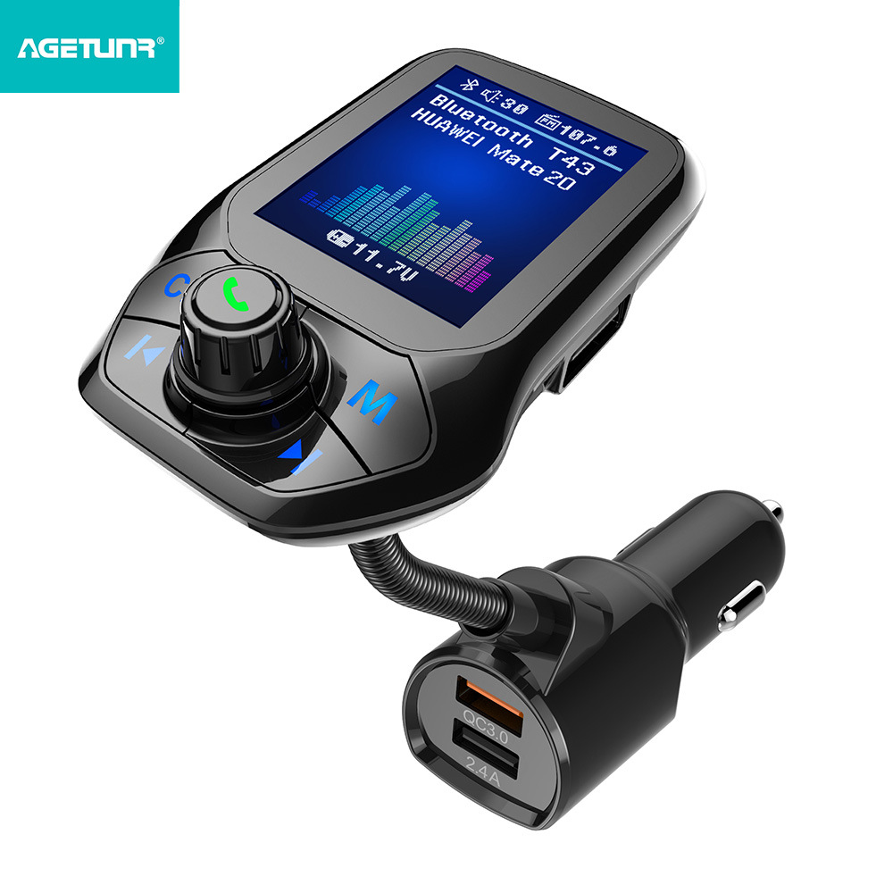 Bluetooth Handsfree FM Transmitter Color Screen Car Bluetooth MP3 Car Charger Qc30 Radio Transmitter