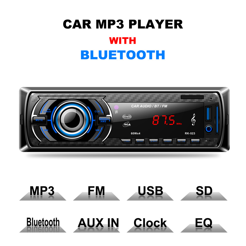 New Bluetooth Car Card Machine USB Drive Car MP3 Car Bluetooth MP3 Player RK-523