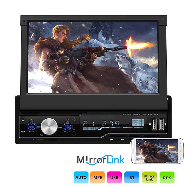 New 7-Inch Foldable Player HD Large Screen Video MP5 Player Dual USB Vehicle-Mounted Bluetooth Hands