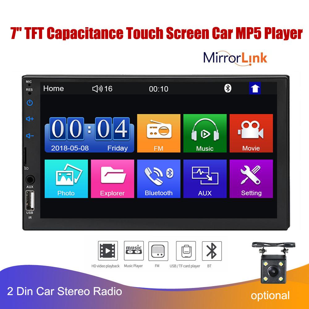 7Inch Full Touch Capacitor Screen VehicleMounted MP5 Player Bluetooth Mobile Phone Interconnection F