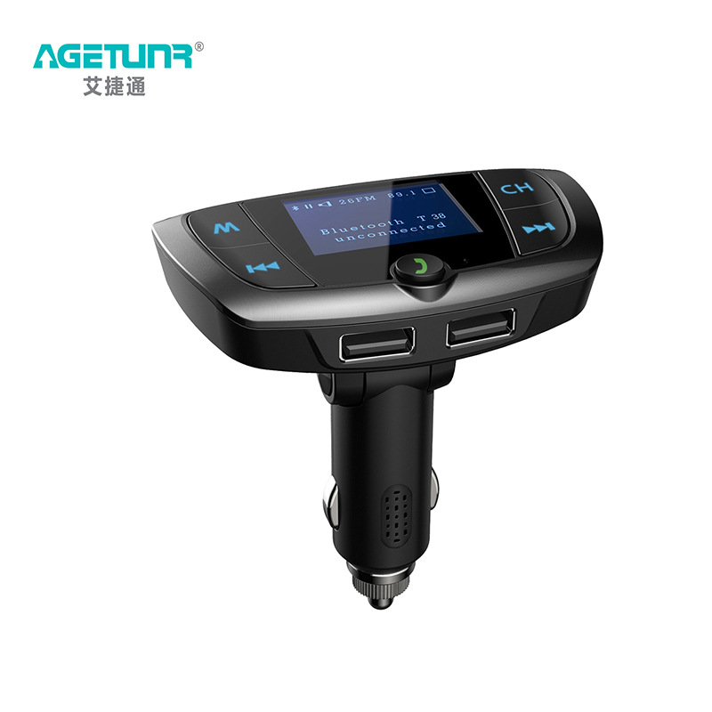 New T38 Large Screen Car Bluetooth Automotive MP3 Player FM Transmitter Fast Charger Voltage Detecti