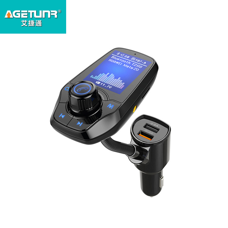 Large Screen VehicleMounted Bluetooth Handsfree Phone Transmitter Aux Automotive MP3 Player Smart Fa