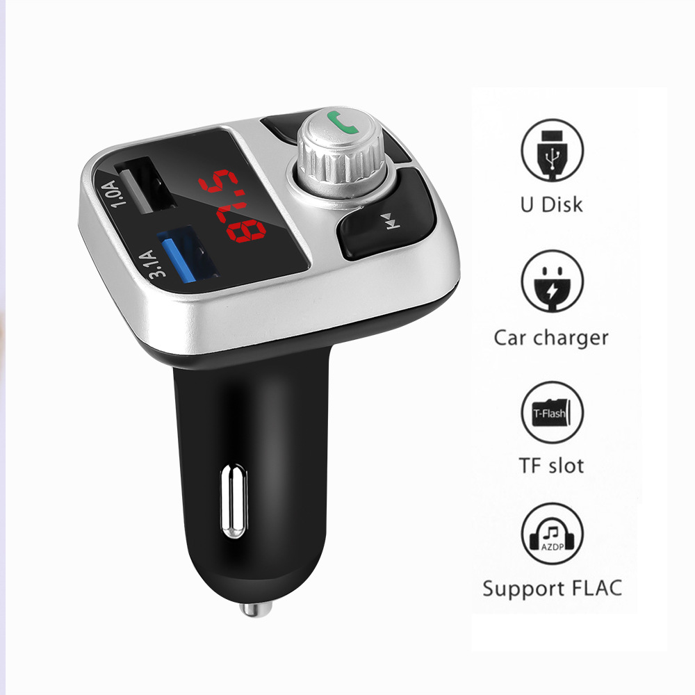 Large Screen Vehicle-Mounted Bluetooth Handsfree Phone Color Screen Automotive MP3 Player FM Transmi