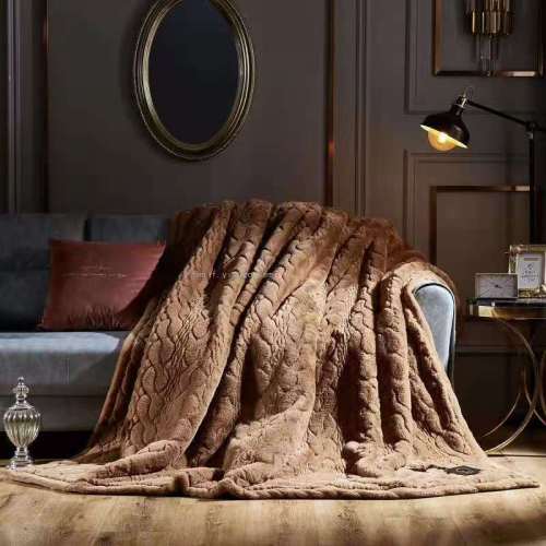 022 New Fur Blanket Solid Color Embossed Blanket Raschel Blanket Water Ripple Blanket Wedding Blanket 