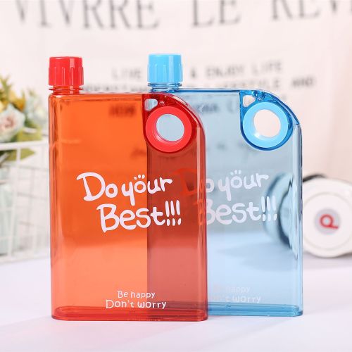 Flat Water Bottle Transparent Plastic Cup A5 Book Cup Sports Outdoor Portable Water Cup Gift Customization Cup
