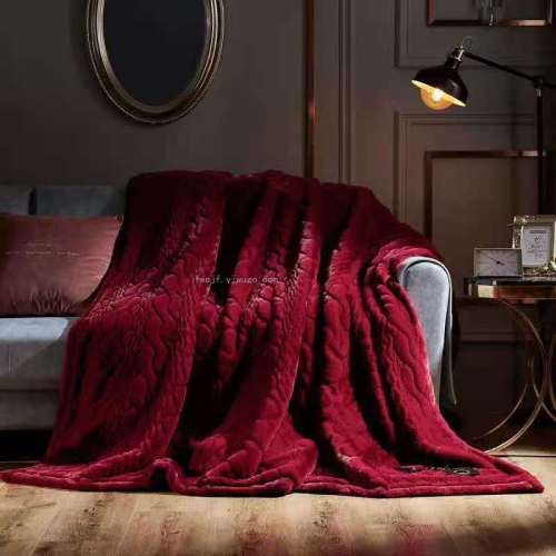2023 New Fur Blanket Solid Color Embossing blanket Raschel Blanket Water Ripple Blanket Wedding Blanket