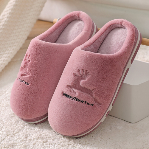 Deer New autumn and Winter Cotton Slippers Thickened Warm Non-Slip Student Couple Men and Women Confinement Indoor Home