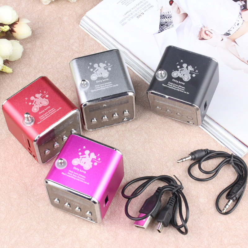 TD-V26 Portable Mini Speaker with Screen Radio Laptop MP3 Player Speaker Portable Speaker