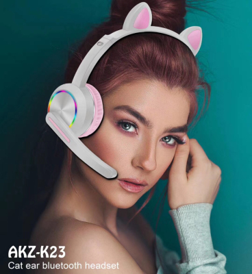 Auriculares gaming infantiles Cat AKZ-K23 con luces led RGB. Bluetooth 5.0,  micrófono plegable, Micro SD