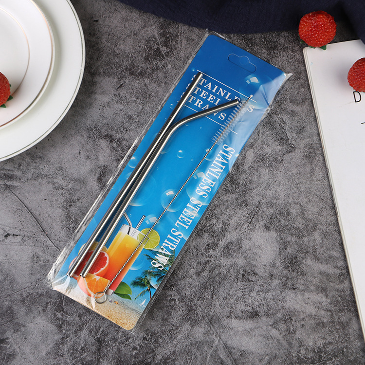 Factory Wholesale Stainless Steel Tableware Coffee Milk Tea Juice Straw Stainless Steel Straw Bag