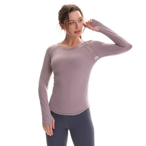 mesh fitness sportswear yoga top women‘s outdoor running slim fit breathable quick-drying long sleeve t-shirt yoga clothes