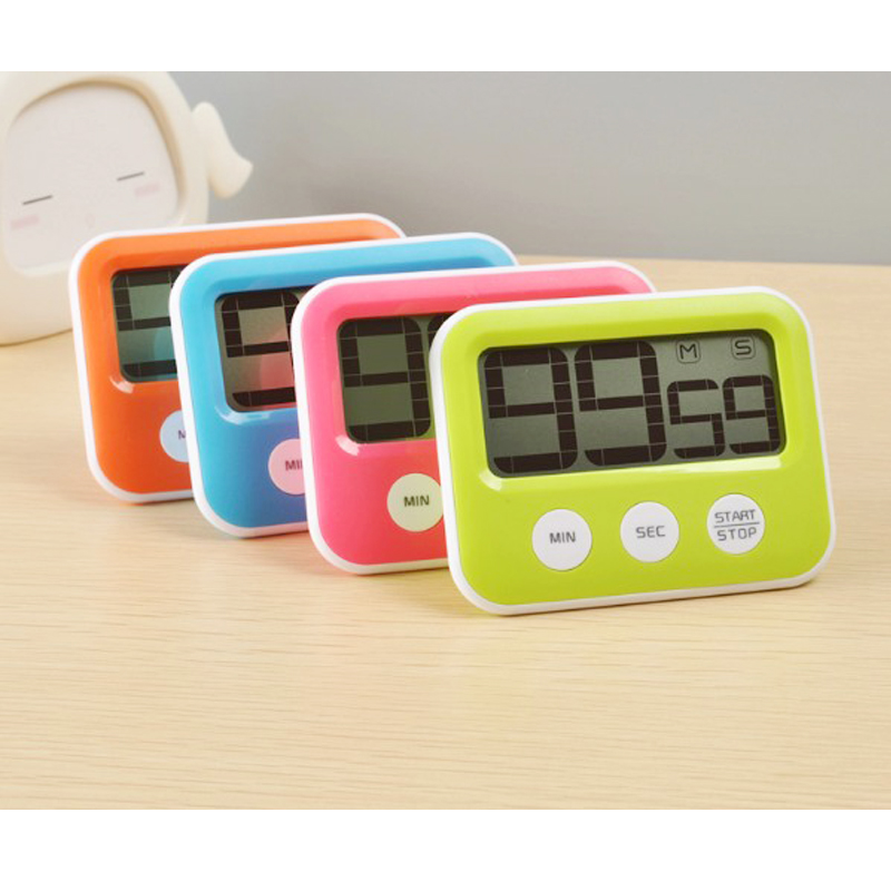 Multi-Function Kitchen Timer Card LCD Display Digital Reminder Large Screen Alarm Clock Bracket Stop
