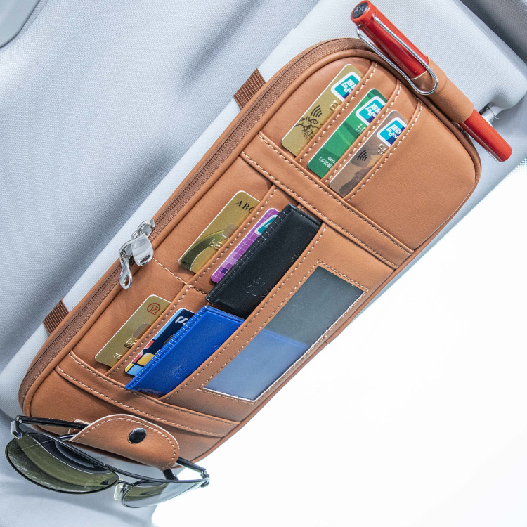Storage Bag Sun Visor Card Holder Multifunctional Driving License Bill Card Holder Storage Cover for