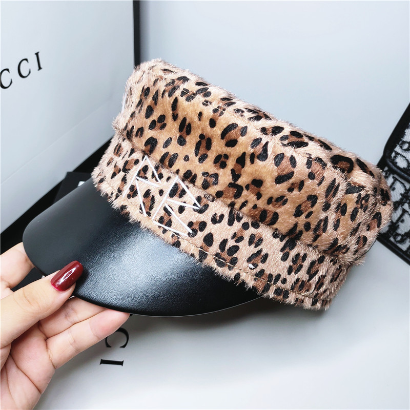 French Style Chanel-Style RB Navy Hat High Quality Woolen Peaked Cap Leopard Print Letters Fashion A