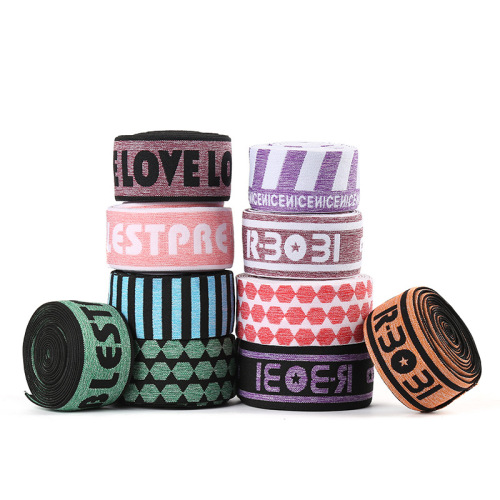 Manufacturers Customize Shuttleless Blended Elastic Band Heather Yarn High Quality Latex Silk Packing Elastic Band Letter Logo Printing 