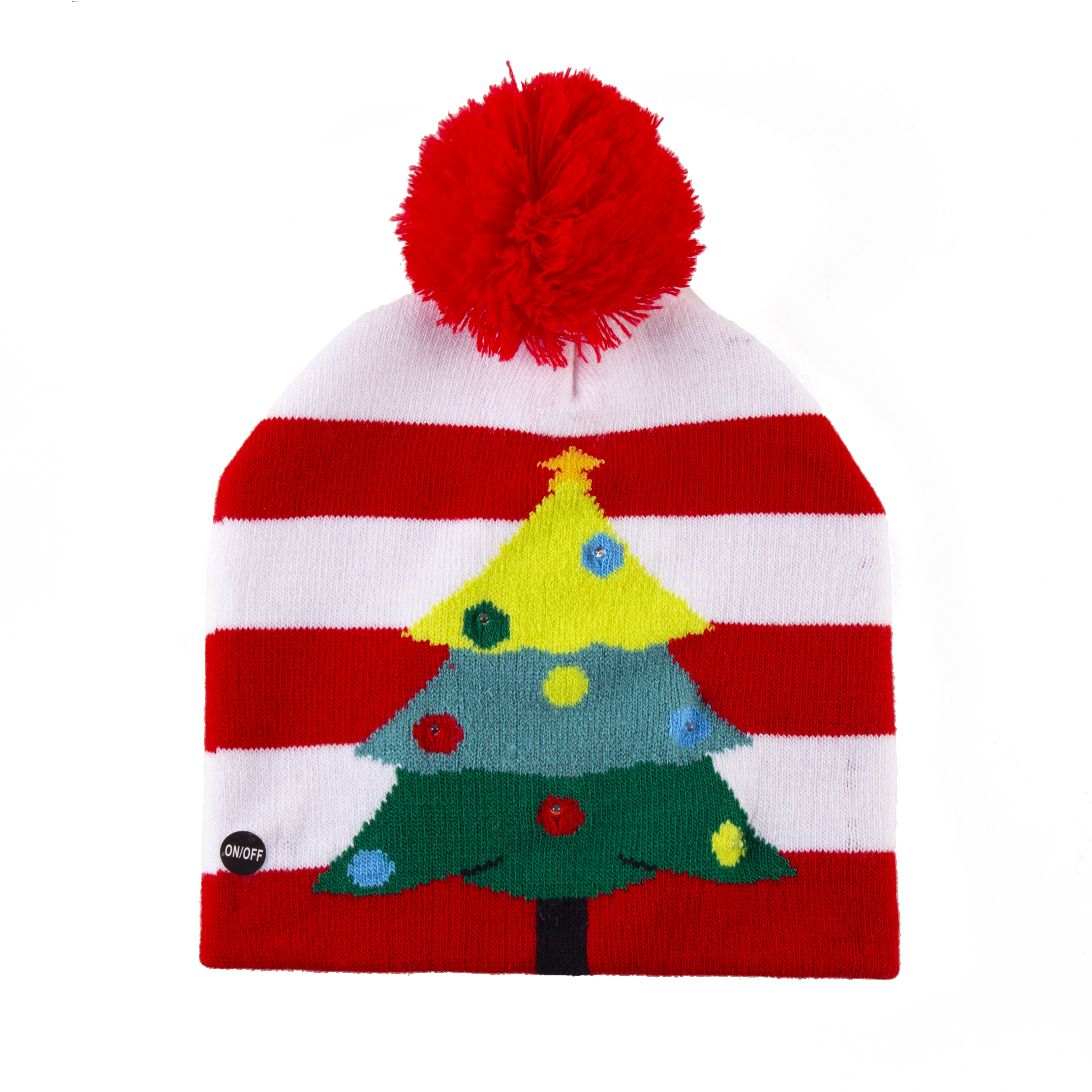 圣诞装饰新款成人儿童毛线帽时尚带灯圣诞七彩发光针织帽