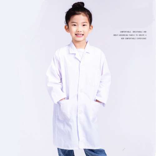 Children‘s White Coat Boys and Girls Watch Performance Laboratory Play House Role Experience Doctor Clothes Work Clothes Visit Clothes