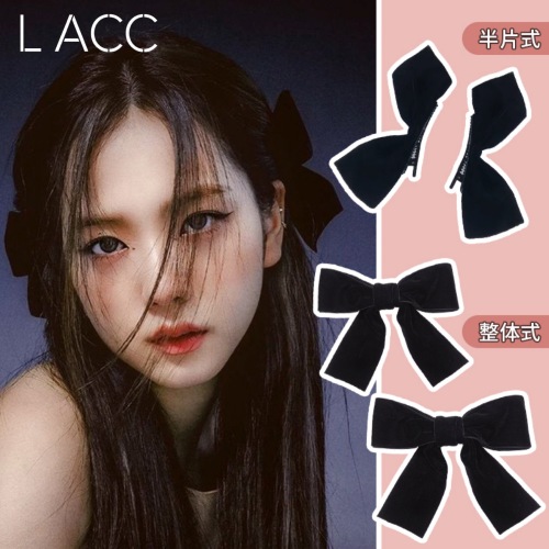 blackpink new jisoo kim ji-su same bow hair accessories headdress korean internet influencer hair clip side clip