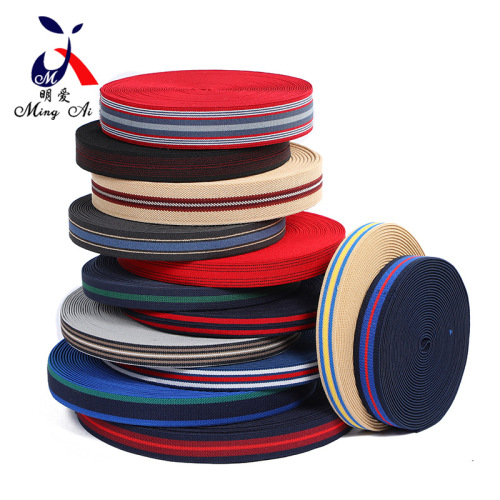 high elastic shuttleless elastic band mixed color band flat grain twill high quality polyester silk gold and silver silk
