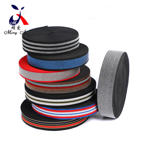 Shuttleless Elastic Band High Quality Gold and Silver Silk Bright Thread with Mixed Ribbon High Quality Polyester Silk 