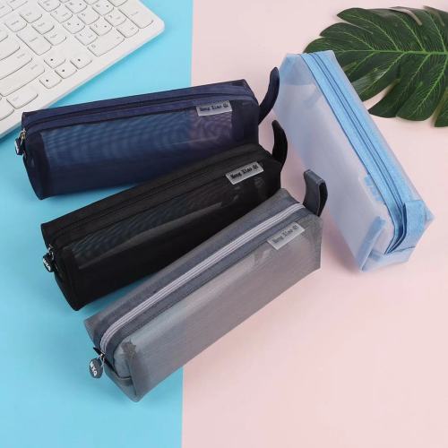 Simple Transparent Mesh Pencil Bag Buggy Bag Only for Student Exams Portable Pencil Bag Large Capacity Stationery Bag Wholesale