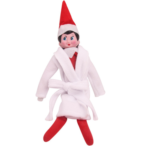 cross-border hot selling christmas bookshelf elf doll clothes white bathrobe factory direct sales