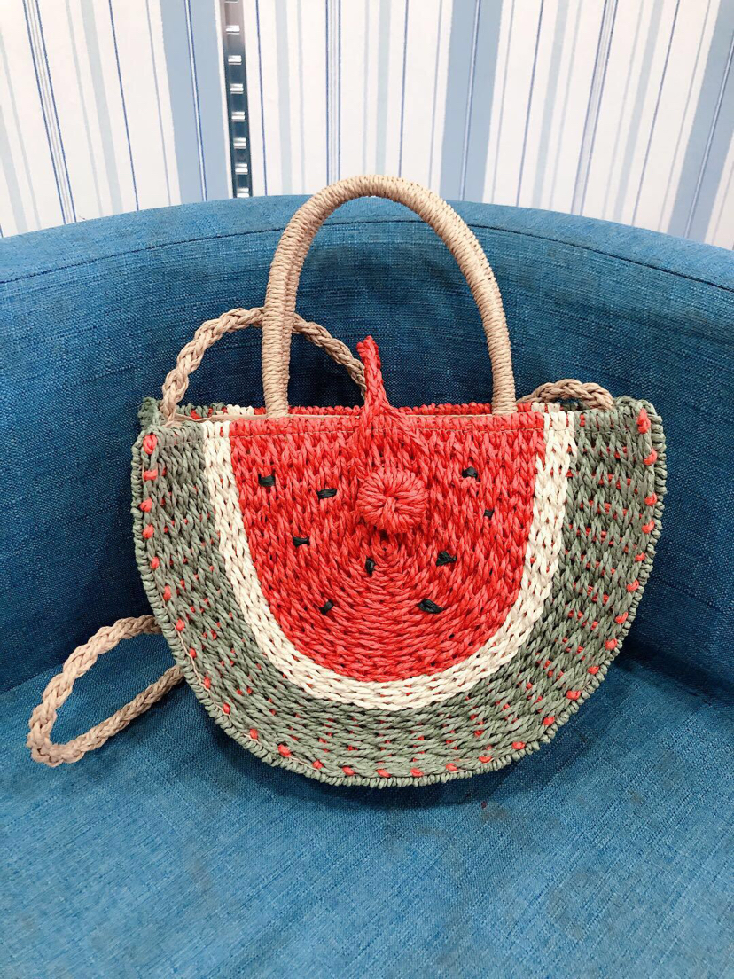 New Paper Rope Portable One-Shoulder Watermelon Bag Hand-Wov...