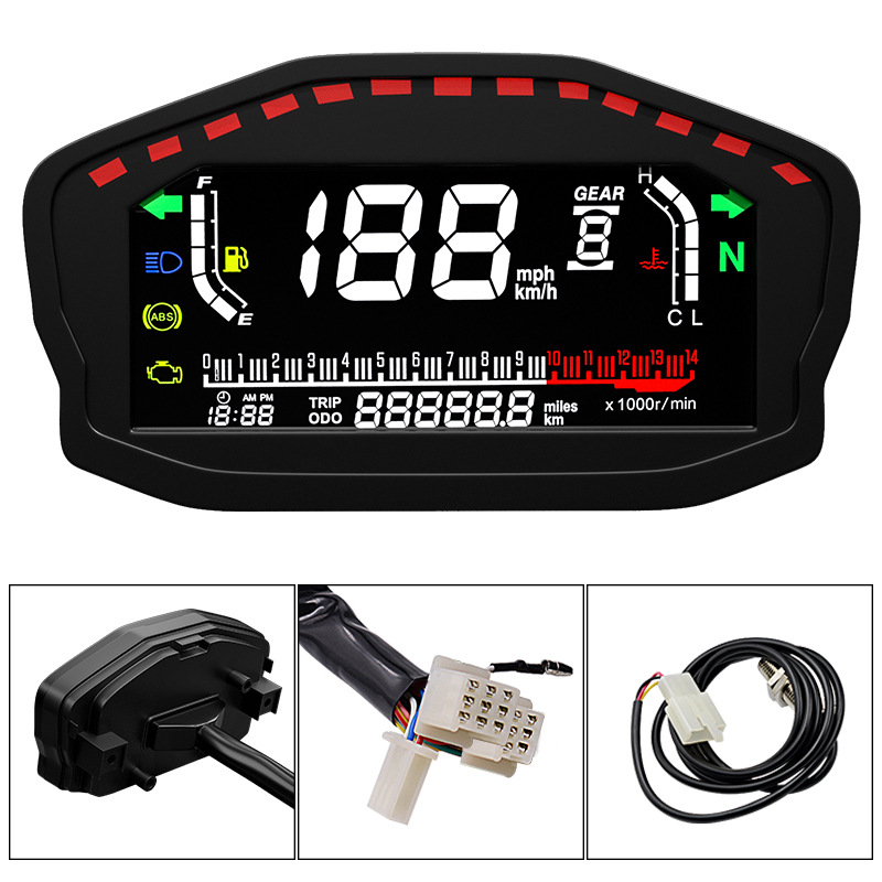 Motorcycle LCD Color Screen Odometer Tachometer Modified LCD Digital Meter Speed Water Temperature A