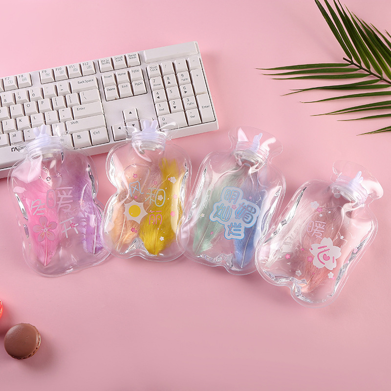 Cute Water Injection PVC Transparent Hot Water Bag Warm Pala...