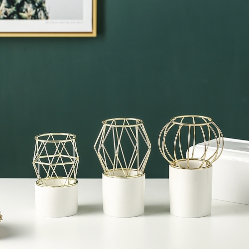 innovative craft iron frame ceramic vase flower arrangement decoration