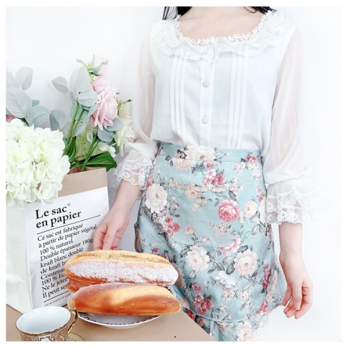 half apron fashion korean style double-layer waterproof ruffled half-body kitchen tidy housework cooking lady apron