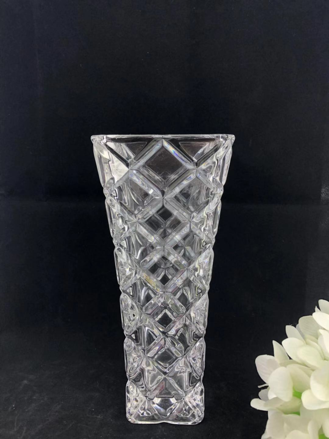 水晶玻璃花瓶四方透明家用插花摆件礼品