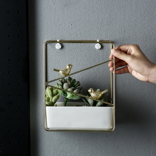 innovative craft iron rack wall-mounted ceramic flower pot flower holder