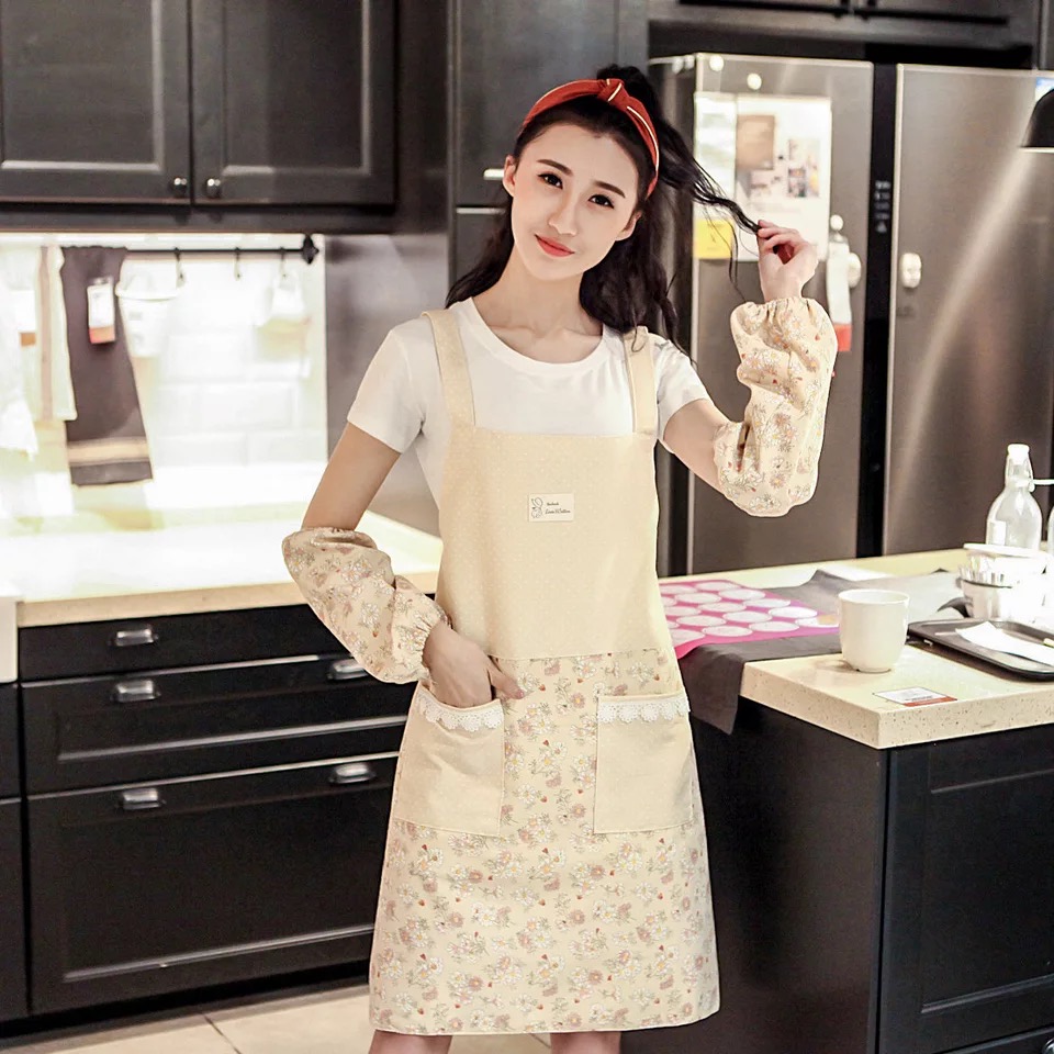网红爆款围裙女家用厨房防水防油美甲花店咖啡厅时尚工作围裙_好菲尔