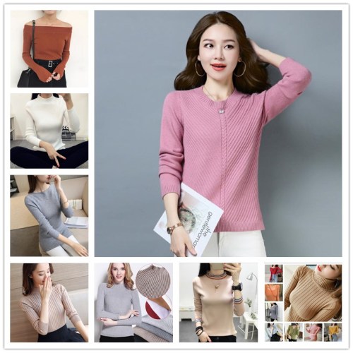 factory miscellaneous loose women‘s knitted sweater foreign trade stock tail goods mid-length women‘s sweater stall wholesale
