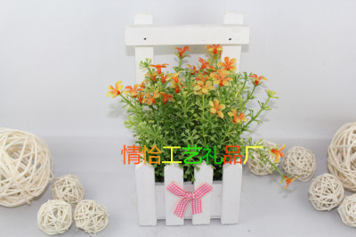 Wood Small Hanging Basket C- 1316 Artificial Flower Living Room Desktop Decorations New Fake Flower Valentine's Day Gift Customization