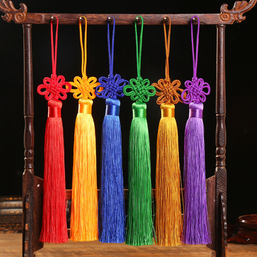 No. 5 Double Line 4 Plate Small Chinese Knot Pendant Thick Tassel Chinese Knot Home Ornaments Chinese Hand-Woven Chinese Knot 