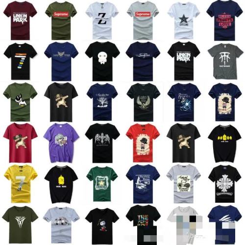 Foreign Trade Export Large Size Men‘s T-shirt Wholesale Foreign Trade round Neck Men‘s Short-Sleeved T-shirt Stall Clearance Loose Men‘s Clothing
