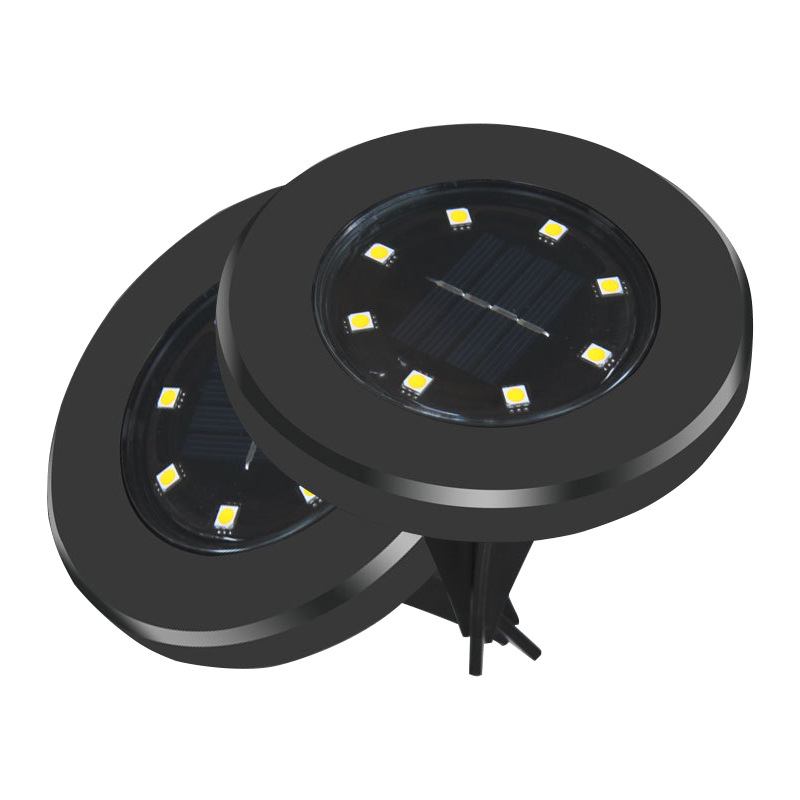 Amazon New Solar Black Underground Lamp 8led Outdoor Waterproof Courtyard Garden Lawn Plug-in Landsc