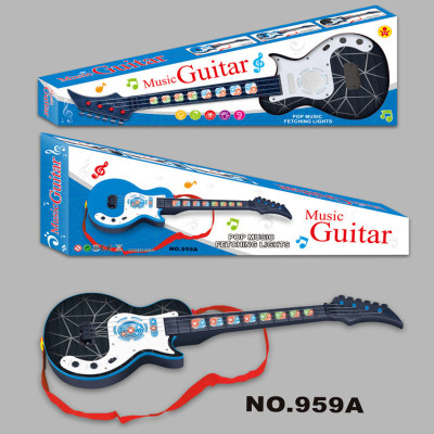 Drainage Hot Sale Internet Celebrity Can Play Simulation Small Guitar Toy with Flash Music Instrument Factory Direct Sales Can Be Sent on Behalf