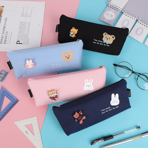 ins style cute brooch bag pencil case brooch stationery learning pencil case student storage triangle large capacity
