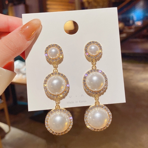 Vintage Baroque High Sense Exaggerated Circle Pearl Earrings women‘s Fashion Temperament Trend New Online Celebrity 925 Silver