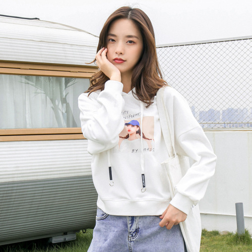 mfs women‘s clothing | early autumn 2020 new korean style loose hooded sweater women cute girl print long sleeve hoodie