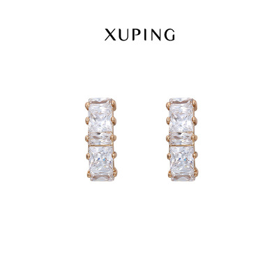 Xuping Jewelry Stylish Graceful Simple Square Small Ear Studs Looking Rhodium-Plated Factory Direct Sales Earrings Female AE31601