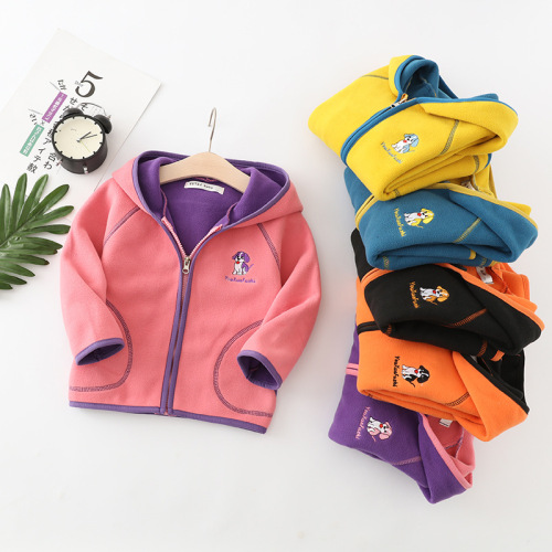 small and medium children‘s clothing children‘s long-sleeved spring and autumn polar fleece hooded sweater letter all-match baby baby pullover shirt