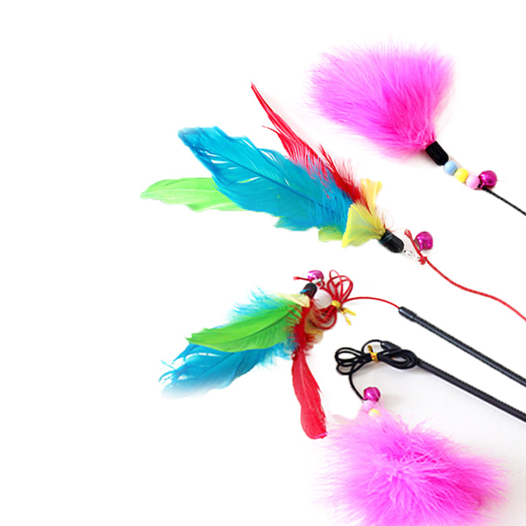 Pet Supplies Cat Interactive Feather Bell Plastic Cat Teaser Cute Pet Cat Toys Cat Playing Rod Cross