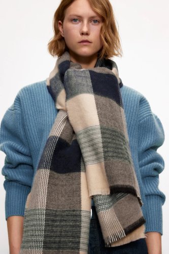 za‘s new scarf autumn cashmere-like blue plaid scarf winter men and women couple all-match scarf shawl