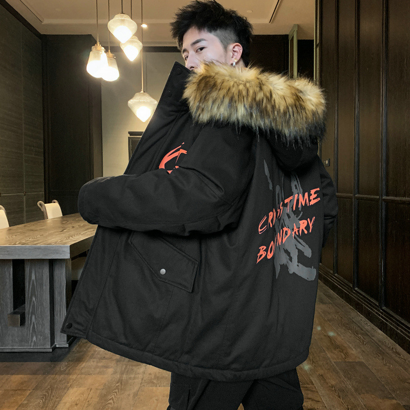 Men's down Jacket Mid-Length Parka 2020 New Popular Handsome Fur Collar Workwear Fashion Brand