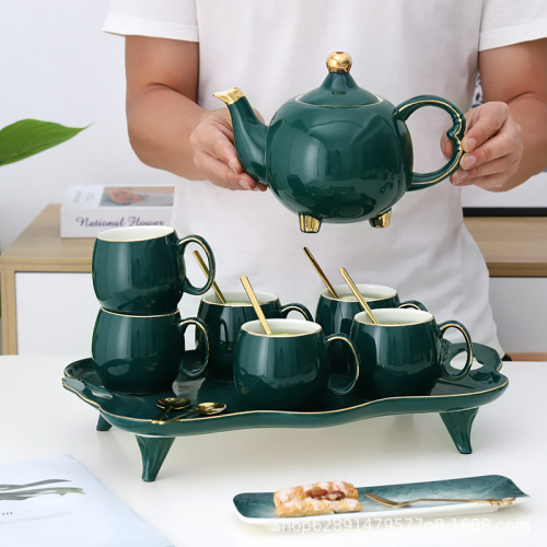 european gold painting water set ceramic tea set tea cup travel kung fu tea set business gift gift box portable set